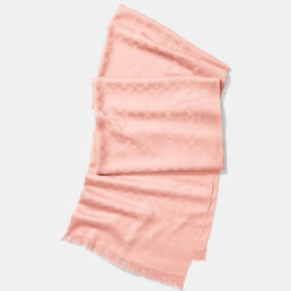 COACH Silk/Cotton Blend Signature Scarf in Blush Pink, OVER $200 OFF! - Picture 4 of 4